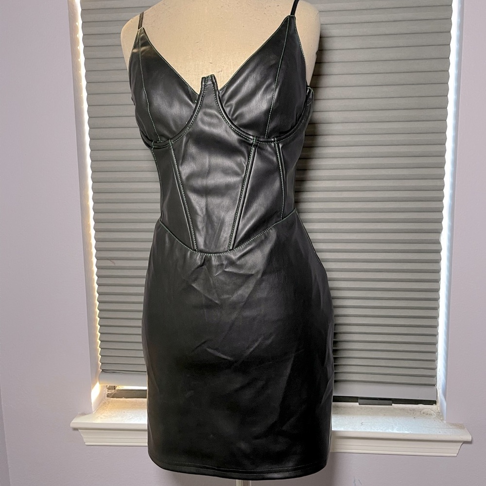HOROSCOPEZ black pleather mini dress